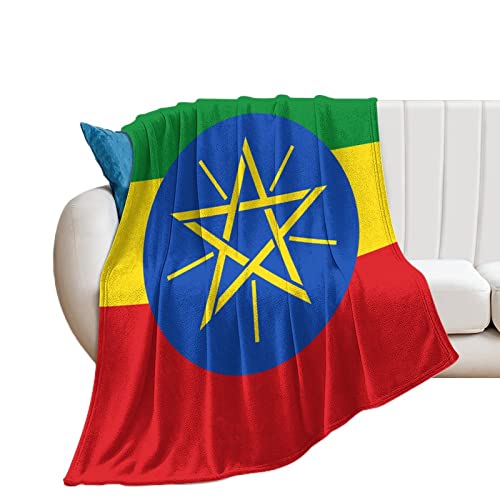Yelolyio Äthiopien-Nationalflagge, dekorative Decke, Flanell-Fleece, weich, leicht, Äthiopien, Überwurfdecke, Wärme für Couch, Bett, Sofa, Stuhl, Reisen, 153 x 203 cm von Yelolyio