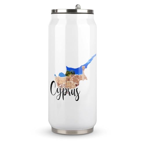 Yelolyio Cyprus Landmark Scenery Cups Zypernlandschaft Edelstahlbecher Reise-Kaffeebecher Edelstahlbecher mit Deckel und Strohhalm für Männer Frauen Geburtstagsgeschenk von Yelolyio