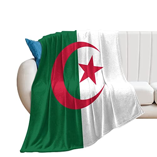 Yelolyio Dekorative Decke mit Algerien-Flagge, Flanell-Fleece, weich, leicht, Algerien-Überwurf, Decke, Wärme für Couch, Bett, Sofa, Stuhl, Reisen, 178 x 203 cm von Yelolyio