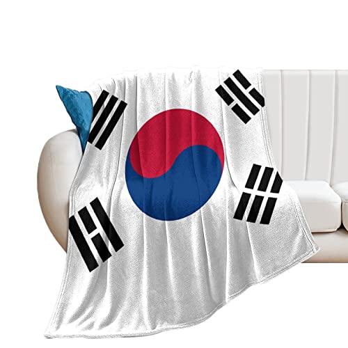 Yelolyio Dekorative Decke mit Südkorea-Flagge, Flanell-Fleece, weich, leicht, Südkorea-Überwurf, Decke, Wärme für Couch, Bett, Sofa, Stuhl, Reisen, 178 x 203 cm von Yelolyio