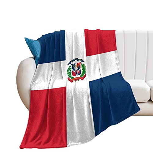 Yelolyio Die Flagge der Dominikanischen Republik Überwurfdecke Dominikanische Republik Decke Länderflagge Decken Landesouvenir Komfort Wärme Flanell Decke für Couch Bett Stuhl Büro Sofa 153 cm x 203 von Yelolyio