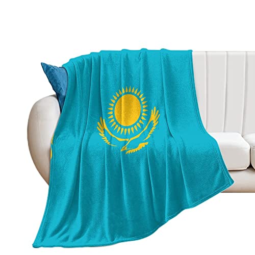 Yelolyio Die Flagge von Kasachstan Überwurfdecke Kasachstan Decke Landflagge Decken Landesouvenir Komfort Wärme Flanell Decke für Couch Bett Stuhl Büro Sofa 102 cm x 127 cm von Yelolyio