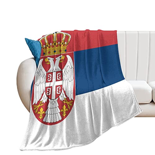 Yelolyio Die Flagge von Serbien Überwurfdecke Serbien Decke Landflagge Decken Landesouvenir Komfort Wärme Flanell Decke für Couch Bett Stuhl Büro Sofa 178 cm x 203 cm von Yelolyio
