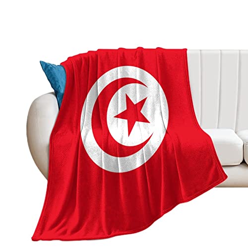 Yelolyio Die Flagge von Tunesien Überwurfdecke Tunesien Decke Landflagge Decken Landesouvenir Komfort Wärme Flanell Decke für Couch Bett Stuhl Büro Sofa 153 cm x 203 cm von Yelolyio