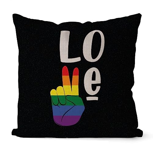 Yelolyio Gay Pride LGBT Equality Lesben Dekorative Wurfkissenbezüge 50,8 x 50,8 cm, Baumwolle Leinen Liebe Gay Lgbt Pride Kissenbezüge Kissenbezug für Sofa Auto Schlafzimmer 50,8 x 50,8 cm von Yelolyio