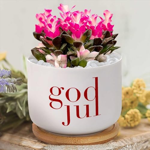 Yelolyio God Jul Merry Christmas Blumentopf mit Zitaten, Blumentöpfe, individueller Sukkulentententopf, personalisierbarer kleiner Blumentopf für Oma, Mutter, Oma von Yelolyio