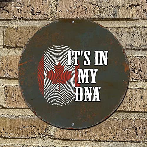 Yelolyio It's My DNA Fingerprint Kanada Flagge Metallschilder Kanada Aluminium Blechschild Landhaus Souvenir Retro Bauernhaus Blechschild Dekor für Tür Bar Schlafzimmer 30,5 x 30,5 cm von Yelolyio