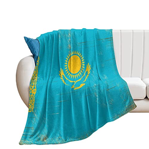 Yelolyio KasachstanThrow Blanket Kasachstan Nationalflagge Decken Länderflagge Komfort Wärme Flanell Decke für Couch Bett Stuhl Büro Sofa 153 cm x 203 cm von Yelolyio