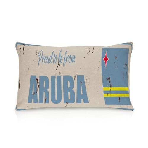 Yelolyio Kissenbezug "Proud to Be from Aruba", dekorativer Kissenbezug mit Aruba-Flagge, 40,6 x 61 cm, Baumwollleinen, Lendenwirbelkissenbezug für Schlafzimmer, Sofa, Auto Yelolyio Kissenbezug "Proud to Be from Aruba", dekorativer Kissenbezug mit Aruba-Flagge, 40,6 x 61 cm, Baumwollleinen, Lendenwirbelkissenbezug für Schlafzimmer, Sofa, Auto von Yelolyio
