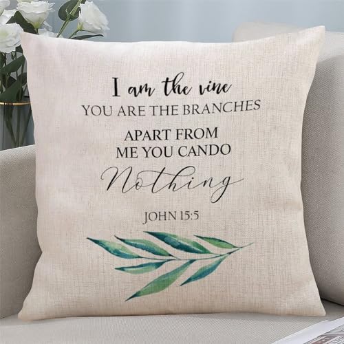Yelolyio Kissenbezug mit Aufschrift "I Am The Vine, You Are The Branchen", dekorativer Kissenbezug mit Reißverschluss, Heimdekoration für Sofa, Wohnzimmer, Schlafzimmer, 50,8 x 50,8 cm von Yelolyio
