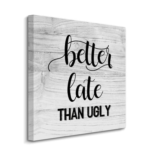 Yelolyio Kunstdruck auf Leinwand, Motiv "Better Late Than Ugly", motivierende Zitate, Kunstwerke für Wohnzimmer, Schlafzimmer, Veranda, Heimdekoration, hängendes Poster, christliches Geschenk, 50,8 x Yelolyio Kunstdruck auf Leinwand, Motiv "Better Late Than Ugly", motivierende Zitate, Kunstwerke für Wohnzimmer, Schlafzimmer, Veranda, Heimdekoration, hängendes Poster, christliches Geschenk, 50,8 x von Yelolyio