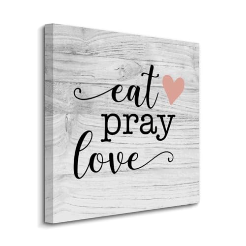 Yelolyio Kunstdruck auf Leinwand, Motiv: Eat Pray Love, motivierende Zitate, Kunstwerke für Wohnzimmer, Schlafzimmer, Veranda, Heimdekoration, hängendes Poster, christliches Geschenk, 20,3 x 20,3 cm von Yelolyio