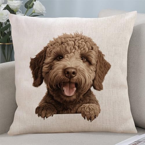 Yelolyio Lagotto Romagnolo Kissenbezug, quadratischer Kissenbezug, Bauernhaus-Dekoration, Heimdekoration, 55,9 x 55,9 cm, Geschenk Yelolyio Lagotto Romagnolo Kissenbezug, quadratischer Kissenbezug, Bauernhaus-Dekoration, Heimdekoration, 55,9 x 55,9 cm, Geschenk von Yelolyio