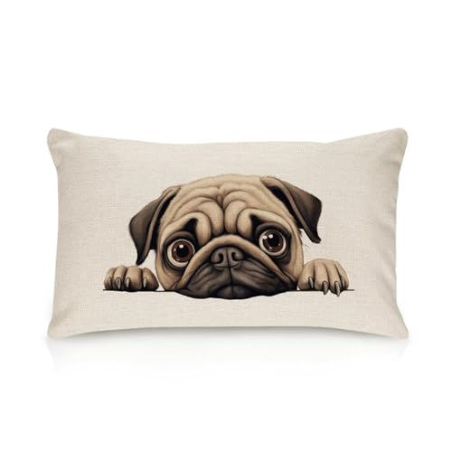 Yelolyio Lendenkissenbezug mit Mops-Motiv, Geschenk für Hunde/Mutter, 40,6 x 61 cm, dekorativer Kissenbezug für Zuhause, Zimmer, Bett, Sofa Yelolyio Lendenkissenbezug mit Mops-Motiv, Geschenk für Hunde/Mutter, 40,6 x 61 cm, dekorativer Kissenbezug für Zuhause, Zimmer, Bett, Sofa von Yelolyio