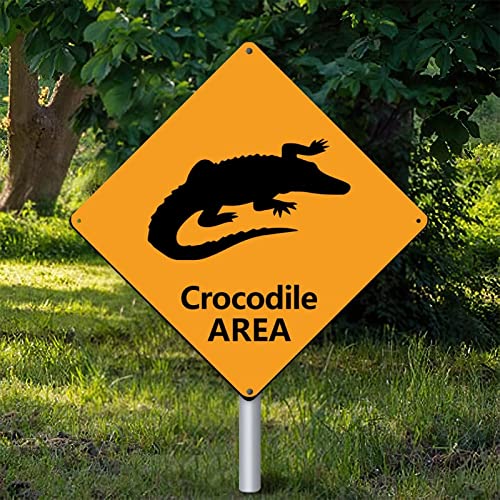 Yelolyio Metallschild Plakette Krokodil Bereich Warnschild Vorsicht Vorsicht vor Krokodil Übergangszone Wetterfest Tierschild Rost Tier Straßenschild für Tor Hinterhof Dekor 30,5 cm von Yelolyio