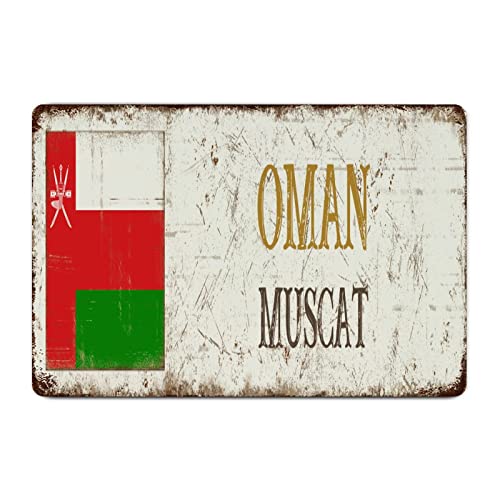 Yelolyio Oman Vintage Metallschild Poster Oman Muscat Metall Blechschild Oman Landflagge Souvenir Geschenk Wandschild für Wohnzimmer Küche Veranda 20,3 x 30,5 cm Einweihungsgeschenk von Yelolyio