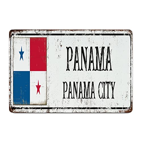Yelolyio Panama Vintage Metallschild Poster Panama Stadt Metall Blechschild Panama Landflagge Souvenir Geschenk Wandschild für Wohnzimmer Küche Veranda 20,3 x 30,5 cm Einweihungsgeschenk von Yelolyio