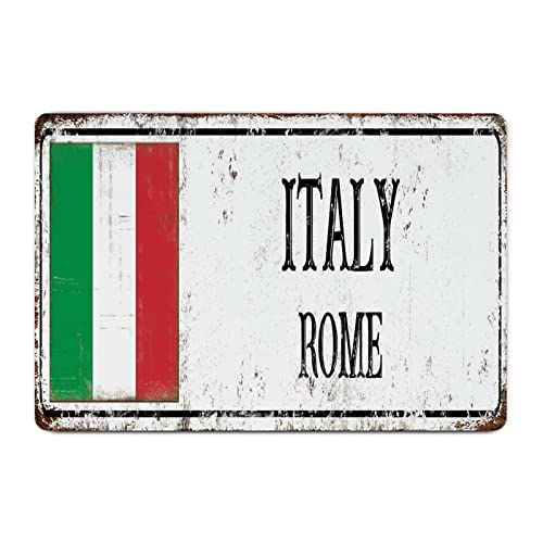 Yelolyio Rom Vintage Metallschild Italien Retro Blechschilder Italien Flagge Metallplatte Straßenschilder Männerhöhle Café Bar Pub Bier Club Wand Home Decor 30,5 x 20,3 cm von Yelolyio