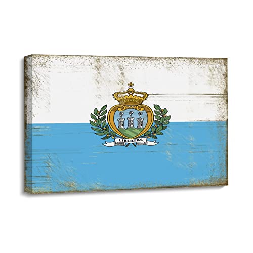 Yelolyio San Marino-Flagge, Leinwand, Wandkunst für Schlafzimmer, Wohnzimmer, Dekoration, San Marino, Wanddruck, Poster, Kunstwerk, neues Zuhause, Büro, Schule, 20 x 30 cm von Yelolyio