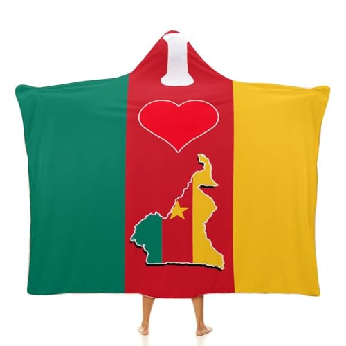 Yelolyio Überwurfdecke mit Kamerun-Flagge "I Love My Country", superweiche, warme Samtdecke für Couch, Bett, Sofa, Stuhl, Geschenk für Männer und Frauen, 152,4 x 203,2 cm von Yelolyio