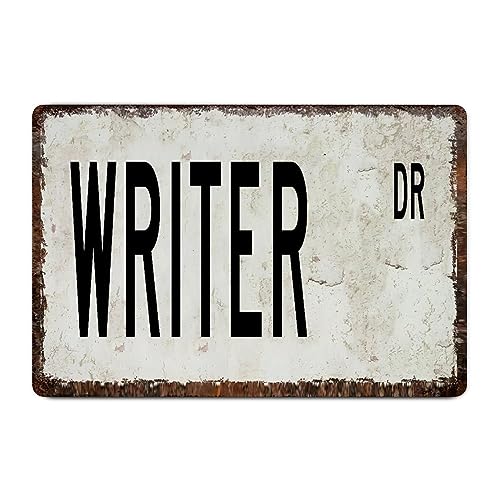 Yelolyio Writer DR Straßenschild Schriftsteller Dekor Beruf Blechschild 20,3 x 30,5 cm individuell einfach zu montieren Metall Blechschild Antik Poster Plakette für Pub Club Küche Man Cave Kitchen von Yelolyio