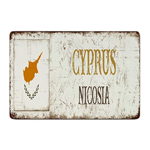 Yelolyio Zypern Vintage Metallschild Poster Zypern Nikosia Metall Blechschild Zypern Landflagge Souvenir Geschenk Wandschild für Wohnzimmer Küche Veranda 20,3 x 30,5 cm Einweihungsgeschenk von Yelolyio