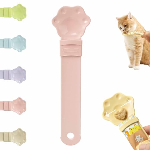 Yeluptu Happy Spoon for Cats, Cat Strip Feeder, Cat Strip Happy Spoon, Cat Wet Treat Squeeze Treat Spoon, Multi Functional Pet Spoons Cat Feeder (Pink) von Yeluptu