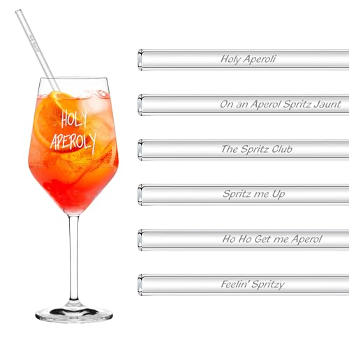 Glasstrohhalme Aperol Strohhalme Geschenk,6 Stück 20cm Wiederverwendbare Glasstrohalm mit Bürste Aperol Glasstrohhalm Geschenkset Glasstrohhalme Aperol Strohhalme Geschenk,6 Stück 20cm Wiederverwendbare Glasstrohalm mit Bürste Aperol Glasstrohhalm Geschenkset von Yemmert