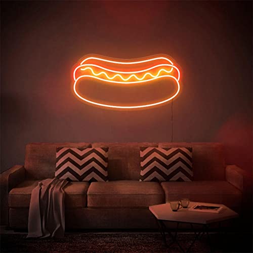 Hot-Dog-Form Neon Zeichen LED Neonlichter USB Betrieben Dekoration Wandlicht Acryl Leuchtreklamen für Bar Shop Weihnachtsessen Street Party Decor-Dreifarbig von Yenisai