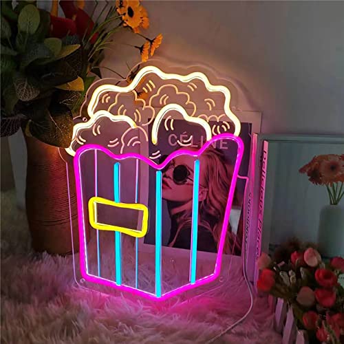 Led Deko Neon Schild Neonlicht Schriftzug Fastfood Leuchtreklame Led Schild Wanddeko Neonlicht Für Schlafzimmer,Esszimmer, Hochzeit, Party, Bar Neon Reklame,Popcorn von Yenisai