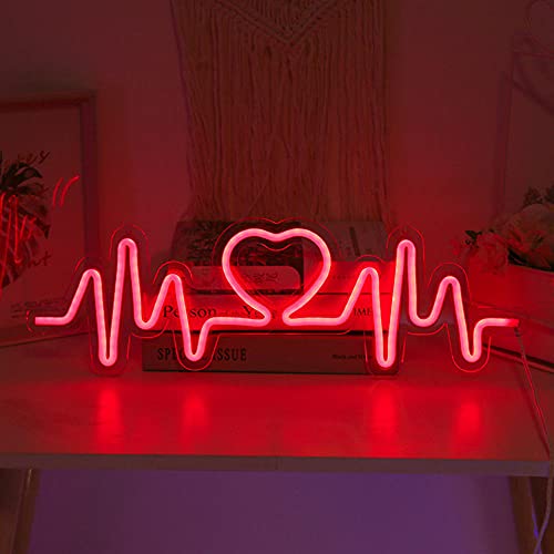 Neon Zeichen Licht LED-Leuchtzeichen Herzschlag Acryl Neonlichter LED Neonschilder Lichter Herzschlag Neonlicht für Hochzeitszimmer Valentinstag Wanddekoration-rot von Yenisai