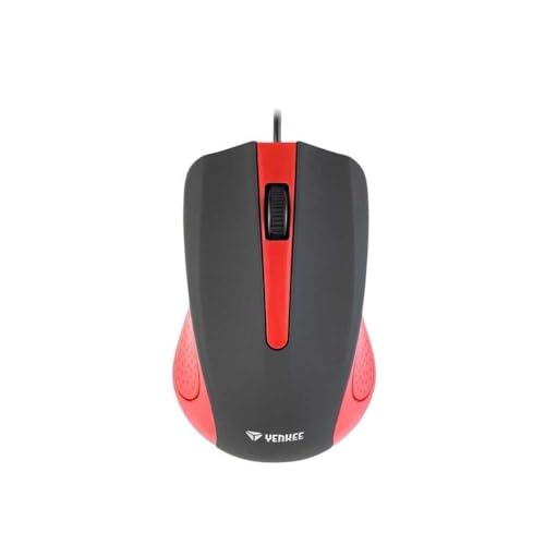 Yenkee YMS 1015RD USB-Maus mit SUVA-Kabel, Ergonomisches Design, für zu Hause und Büro,Kabellänge: 1,25 m, Wired Mouse, schwarz-rot von Yenkee