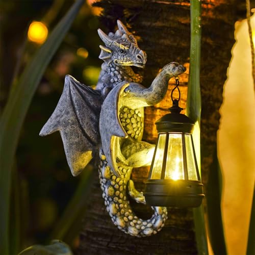 Yeomoo Drachen Figuren mit Solarlampen Baumstamm Gartendeko für Draußen: Lustige Drachen Gartenfiguren Deko mit LED Solar Lichterkette Aussen Geschenke für Männer/Frauen Garten Zaun Baum Zubehör Grau Yeomoo Drachen Figuren mit Solarlampen Baumstamm Gartendeko für Draußen: Lustige Drachen Gartenfiguren Deko mit LED Solar Lichterkette Aussen Geschenke für Männer/Frauen Garten Zaun Baum Zubehör Grau von Yeomoo