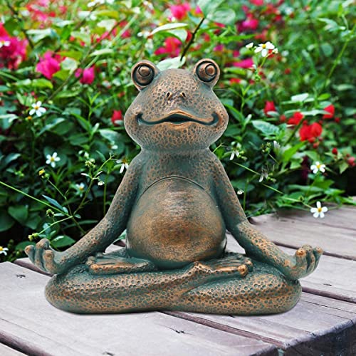 Yeomoo Meditation Yoga Frosch Figuren Gartendeko für Draußen,Zen Garten Frog Figur für Zimmer Schreibtisch Deko Lustige Geschenke für Frauen/Kinder/Mädchen Feengarten Home Dekoration 13CM Kupfer von Yeomoo