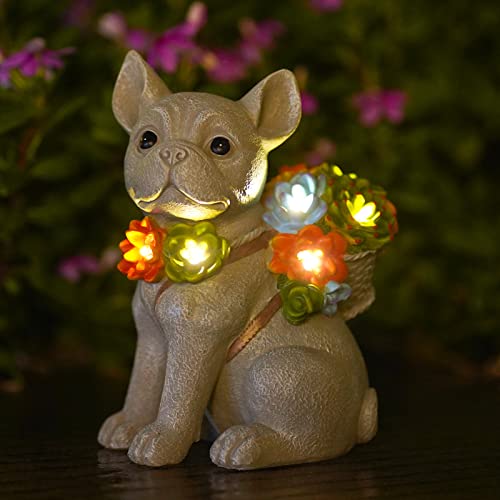 Yeomoo Solar Hund Deko Figur Gartendeko für Draußen - Dogs mit Sukkulente LED Solarleuchten, für Hundebesitzer Frauen/Männer Geburtstagsgeschenk Garten Balkon Dekoration von Yeomoo