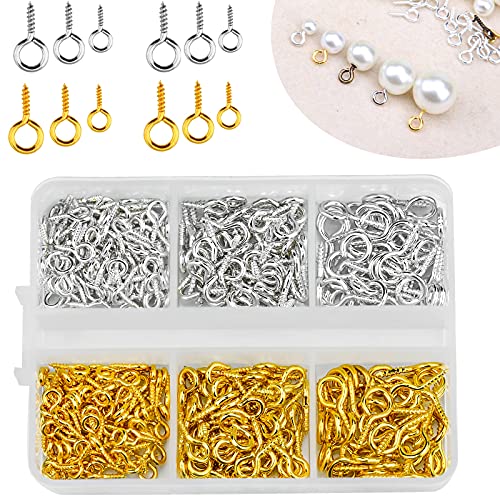 400 Stück Schraubösen Ösenschraube Kleine Augennadeln Ringschraube Set Mini Schaf Ösenschrauben Metal Augenschrauben Ösenstifte Handarbeit für DIY Art Crafts Schmuck Silver Gold von Yeonado