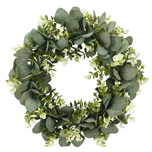 Künstliche Türkranz Eukalyptus Kranz 30cm, Künstliche Blätter Kranz für Haustür, Klein Wandkranz Deko für Innen Kamin Fenster Wand Garten Künstliche Türkranz Eukalyptus Kranz 30cm, Künstliche Blätter Kranz für Haustür, Klein Wandkranz Deko für Innen Kamin Fenster Wand Garten von Yeory