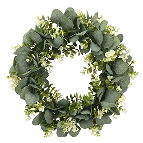Künstliche Türkranz Eukalyptus Kranz 33cm, Künstliche Blätter Kranz für Haustür, Klein Wandkranz Deko für Innen Kamin Fenster Wand Garten Künstliche Türkranz Eukalyptus Kranz 33cm, Künstliche Blätter Kranz für Haustür, Klein Wandkranz Deko für Innen Kamin Fenster Wand Garten von Yeory