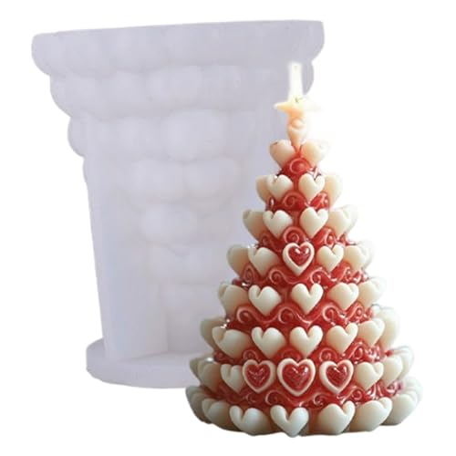 Weihnachtsbaum Silikonform 3d Herzbaum Silikon Epoxidharzform für Epoxidharz -Guss -DIY Aromatherapie Kerzen Wachsstil, Kerzenformen machen Formen von Yeory