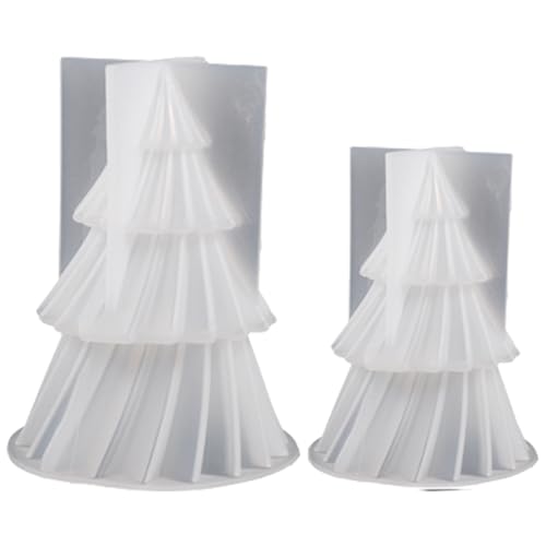 Weihnachtsbaumform 2pcs DIY Neigungs Getreide Silikon 3D Weihnachtsbaumform Flexible Nicht-Harzformen für duftende Kerzenkunsthandwerk, Schimmel von Yeory