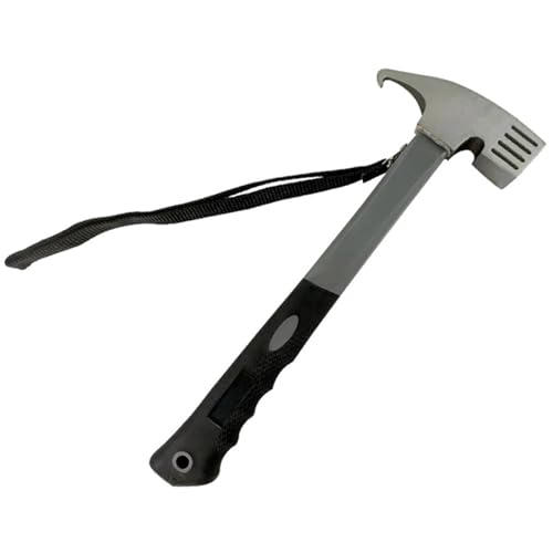 Yeqqzq Camping Hammer Zeltheringe Abzieher Heavy Duty mit Zeltpfahl Entferner Kohlenstoffstahl Haken Winkel Design Zeltheringe für Outdoor Camping Picknick (Grau) von Yeqqzq