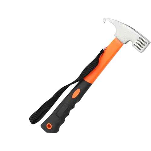 Yeqqzq Camping Hammer Zeltheringe Abzieher Heavy Duty mit Zeltpfahl Entferner Kohlenstoffstahl Haken Winkel Design Zeltheringe für Outdoor Camping Picknick (Orange) von Yeqqzq