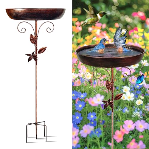 Yeqqzq Vogeltränke aus Metall für den Außenbereich, abnehmbare Vogeltränke für den Garten, freistehende Vogeltränke und Vogelfutterspender, Vogeltränke für den Außenbereich, Garten, Terrasse, Hof von Yeqqzq