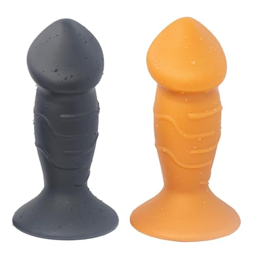 Yerbssk 4 Größen Eicheldildo mit Saugnapf Analplug Analspiel Penis Nachbildung G-Punkt Klitoris Vaginalstimulator Sexspielzeug Unisex(Black,M) von Yerbssk