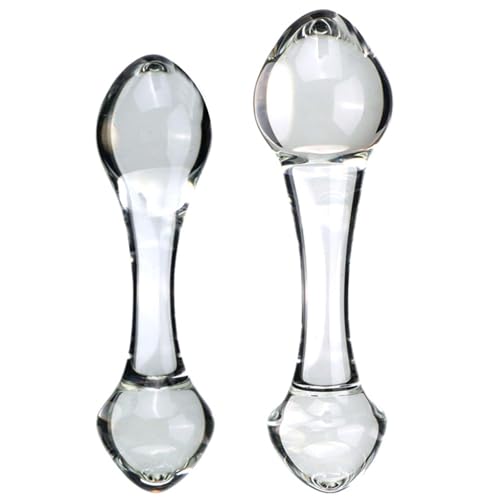 Yerbssk Klein Doppelkopf Glas Analplugs Lange 12/14cm Glas Dildo Glasplug Mini Doppeldildo TAnal Kugeln Dilatator Butt Plug Glas Dildo Vagina Plug Masturbation Sex Spielzeug für Frauen Männer(S) von Yerbssk
