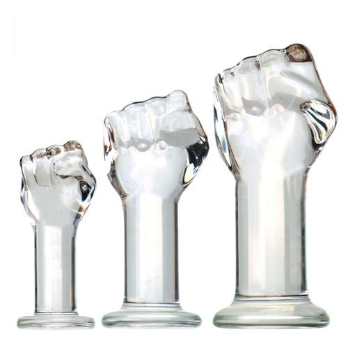 Yerbssk Realistischer Glas-Faust-Dildo Fisting-Dildo Kristall-Buttplug mit Basis G-Punkt-Stimulation Prostata-Massage-Buttplug Transparentes Masturbationsspielzeug für Damen und Herren(L) von Yerbssk