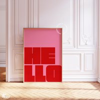 Mutige Typografie Drucke, Rot Und Pink Wandkunst, Indie Raum Dekor, Retro Dopamin Über Der Couch Kunst, Eingangsbereich Wandkunst von YesBabeStudio