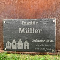 Türschild Personalisiert Naturschiefer | Namensschild Familienschild Eigenheim Haustürschild Für Eingangsbereich von YesOuiSiDESIGN