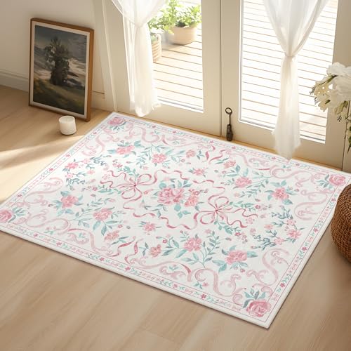 YesRug Teppich, Schleife, Blumenmuster, waschbar, kleiner Teppich für Eingangsbereich, Küche, Haustür, Inneneingang, rutschfester Teppich für Badezimmer, Schlafzimmer, Wohnzimmer, Heimdekoration YesRug Teppich, Schleife, Blumenmuster, waschbar, kleiner Teppich für Eingangsbereich, Küche, Haustür, Inneneingang, rutschfester Teppich für Badezimmer, Schlafzimmer, Wohnzimmer, Heimdekoration von YesRug