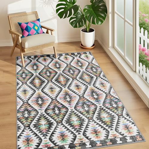 YesRug Teppich für Wohnzimmer, waschbar, Boho, marokkanisch, geometrisches Rankgitter mit lebendigen Farbtönen, rutschfester Teppich für große Küche, Schlafzimmer, Nachttisch, Eingangsbereich YesRug Teppich für Wohnzimmer, waschbar, Boho, marokkanisch, geometrisches Rankgitter mit lebendigen Farbtönen, rutschfester Teppich für große Küche, Schlafzimmer, Nachttisch, Eingangsbereich von YesRug